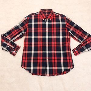 J Crew 100% Cotton Red Plaid Lightweight Shirt